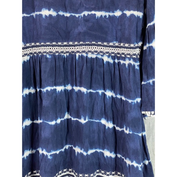 INC International Women's Fiona Tie-Dye V-Neck 3/4 Sleeve Crochet Mini Dress SZS - Picture 6 of 12